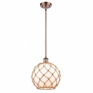 Farmhouse Rope - 1 Light Stem Hung Mini Pendant In Industrial Style-13 Inches Tall and 10 Inches Wide - 1 of 1