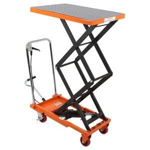 Double Scissor Hydraulic Lift Table Cart, 770 LBS Capacity, 59" Lift Height, 4 Wheels, 3mm Non-Slip Pad, for Material Handling and Transportation - 1 of 4