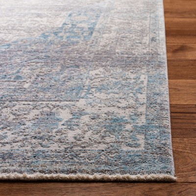 Grey and Aqua Hand-Knotted Wool 4' x 6' Area Rug