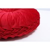 14" Indoor Pleated Velvet Round Throw Pillow Red - Pillow Perfect: Festive Christmas Accent, Non-Woven - 3 of 4