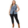 Agnes Orinda Women's Plus Size Fashion Sleeveless Elastic Waist Button Denim Vests - 3 of 4