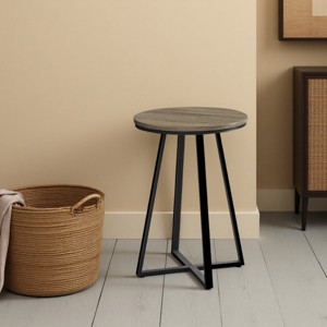 FURNIinspire End Tables Round Living Room Side Table Modern Nightstand with Metal Leg for Bedroom Office Furniture, Brown, 15.75"*15.75"*21.75" - 1 of 3