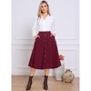 INSPIRE CHIC Women's Corduroy Button Front High Waist A-line Midi Skirt - 4 of 4