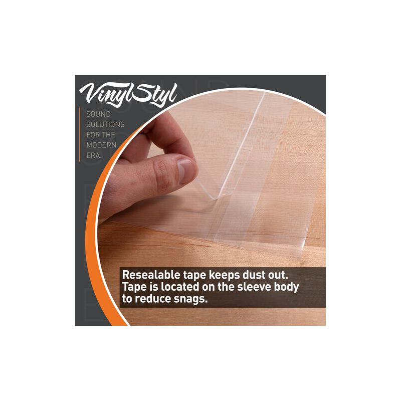 Vinyl Styl® 12 Inch Outer Record Sleeves - Resealable Flap - 50 Count (Clear), 4 of 5