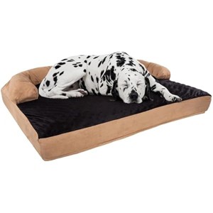 PETMAKERJumbo Dog Bed ¨C 51x35.5 Pet Bed - 3-Layer Orthopedic Dog Sofa with Cooling Gel, Memory Foam and Neck Bolster (Tan/Black) - 1 of 1
