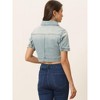 INSPIRE CHIC Women's Casual Short Sleeves Crop Denim Jacket - 3 of 4