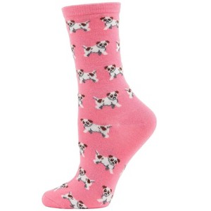Memoi Women's Playful Puppy Dogs Cashmere Blend Crew Sock Confetti Pink Heather 9-11 - 1 of 4