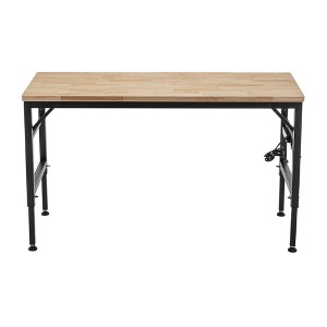 Syemin Adjustable Work Stands with Metal Frame and Non-Slip Foot Pads, Heavy Duty Sawhorses for, Garage, Home, Office , Brown, 60"*23.62"*39.37" - 1 of 4