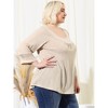 Agnes Orinda Women's Plus Size Plain Cut-Out Gathered Patchwork Long Sleeve T-Shirt - 4 of 4