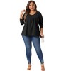 Agnes Orinda Women's Plus Size Waffle Knit Pleat Front Crew Neck Long Sleeve Work Blouses - 3 of 4