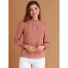Allegra K Women's Smocked Cuffs Puff Sleeve Ruffled Neck Vintage Polka Dots Blouses - 3 of 4