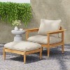 Christopher Knight Home Kate Patio Acacia Wood Club Chair and Ottoman Set with Water-Resistant Cushions - 2 of 4
