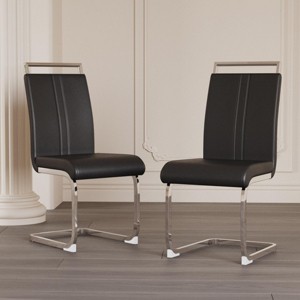 SEVOBAL Dining Chairs Set of 2 High Back PU Faux Leather Side Chairs with C-Shaped Metal Legs for Dining Room, Black, 22.44"*17.12"*38.58" - 1 of 4