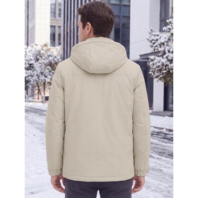INSPIRE CHIC Men's Winter Full-Zip Hooded Thicken Warmth Quilted Coat X-Large Beige — фото 3