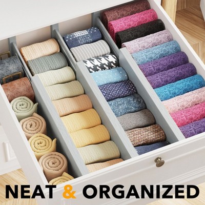 Adjustable Gray Bamboo Dresser Drawer Dividers, 6-Pack