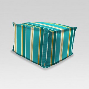 Outdoor Boxed Edge Pouf/Ottoman - Blue/Yellow Stripe - Jordan Manufacturing