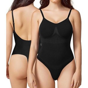 NEBILITY Women's Backless Shapewear Bodysuit Tummy control Thong Seamless Body Shaper Sleeveless Compression Tanks Tops - 1 of 4