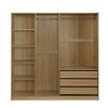 TiramisuBest Mobile Doorless Wooden Storage Wardrobe with Shelves, 3 Drawers, Adjustable Shelf & Locking Wheels for Bedroom - 4 of 4