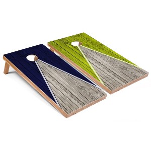 Skip's Garage Navy and Lime Pyramid Cornhole Board Set, Includes 2 Boards, 8 Bags - 1 of 4