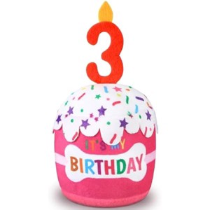 Dog 3rd Birthday Cake Toy Accessories for Girl Boy Gifts, Pink Squeaky Plush Toy for Dog Birthday Party Decor Favor for Large, Medium and Small Dogs - 1 of 1