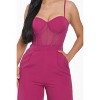 Slickblue Women's Mesh Insert Cup Jumpsuit with Adjustable Straps, Wide Leg Style, Magenta, Size S-L - 4 of 4