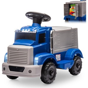 6V Ride on Truck, Kids Electric Car with Under Seat Storage, Music, 2 Headlights and 5 LED Lights - 1 of 4
