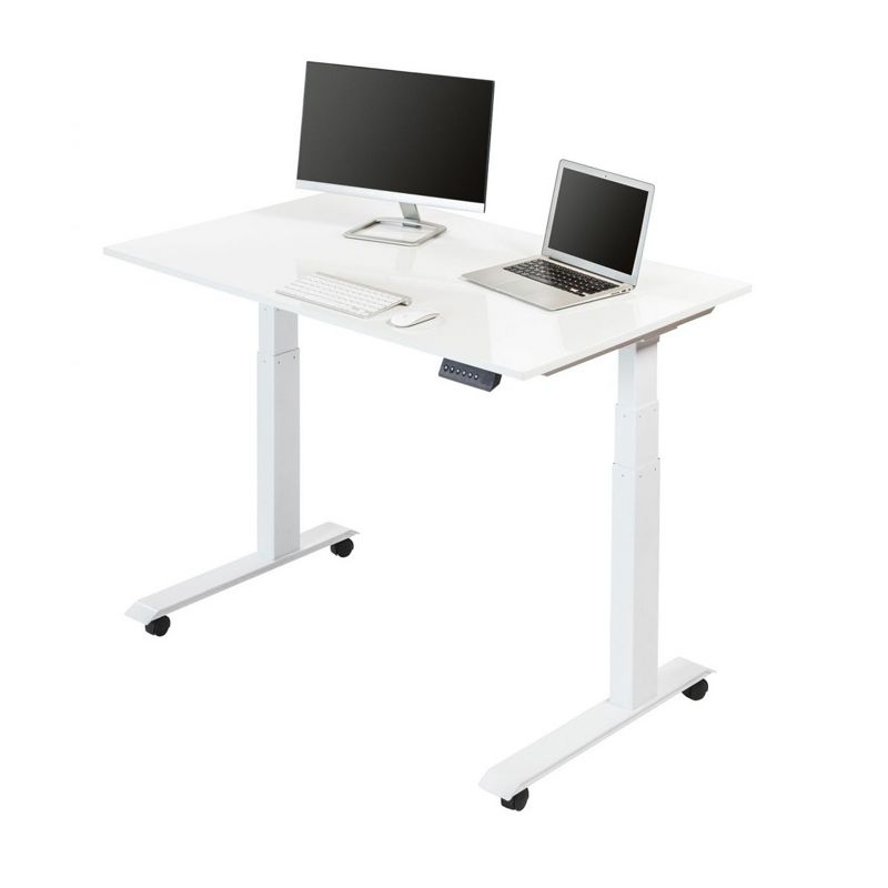 Stand Up Desk Store Electric Adjustable Height Standing Desk with Programmable Memory (White Frame/Gloss White Top, 48" Wide), 1 of 5