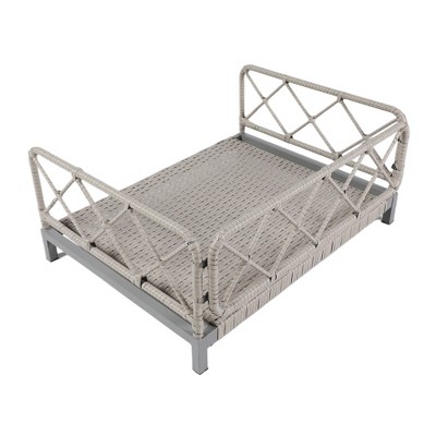 FURNIinspire Wicker Pet Bed Rattan Dog Sofa Bed with Soft Cushion Outdoor Indoor,25"*19"*10"
