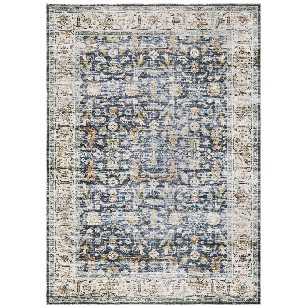 Photos - Area Rug 3'6"x5'6" Colette Washable Bordered Oriental Indoor  Blue/Gold - C