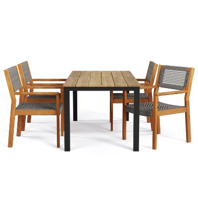 Christopher Knight Home Lysandra 5 pcs Acacia Wood Rope Weave Chairs Dining Set