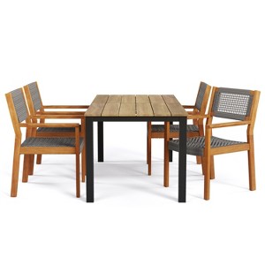 Christopher Knight Home Lysandra 5 pcs Acacia Wood Rope Weave Chairs Dining Set - 1 of 4