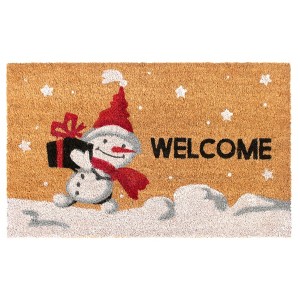 RugSmith White Machine Tufted Holiday Snowman Welcome Doormat - 1 of 4
