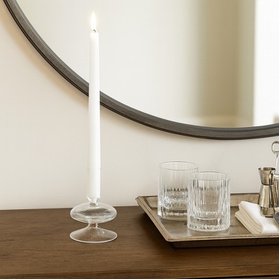 Glass Taper Candle Holder - Modern Decorative Candlestick for Home, Office, Bedroom & Living Room - Elegant Tall Contemporary Accent Decor