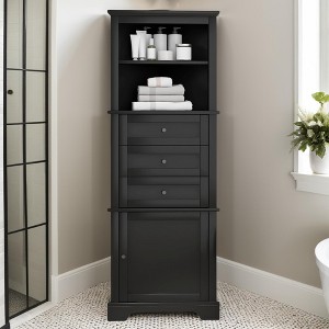 Bathroom Storage Cabinet, Triangle Storage Cabinets with 3 Drawers & Adjustable Shelf, Tall Corner Cabinet for Bath Room - Leovsnove - 1 of 4