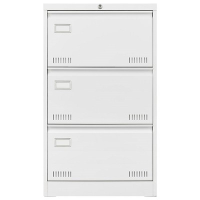 3 Drawer Lateral File Cabinet, Metal Lockable File Cabinet With Lock For Legal/Letter/A4/F4, Locking Filing Cabinet With Anti Tipping Function