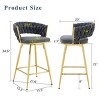 Set of 2 Swivel Counter Height Stools with Breathable Cushions, Seats with Back, Metal Legs, Modern Chairs for Kitchen or Bar-Maison Boucle - 4 of 4