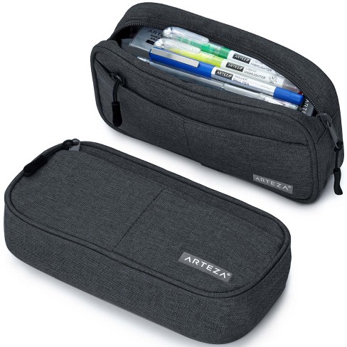 Large Soft-Sided Pencil Case, Fabric, 2 x 8.75 x 5.25, Black