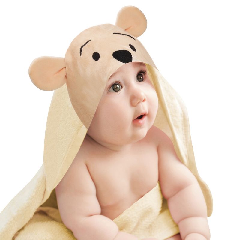 Lambs & Ivy Disney Baby Winnie the Pooh Tan Cotton Hooded Baby Bath Towel, 1 of 6