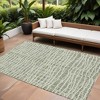 Green And Ivory Striped Washable Indoor Outdoor Area Rug - 2 of 4