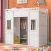 NicBex Twin Size Loft Bed Classic House Shape Pine Bunk Bed Frame with Wardrobe, Windows, Ladder and Guardrail, No Box Spring Required - 2 of 4