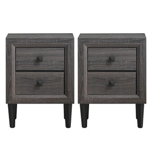 Tangkula 2PCS 2 Drawers Nightstand Bedside End Table Storage Display Bedroom - 1 of 4