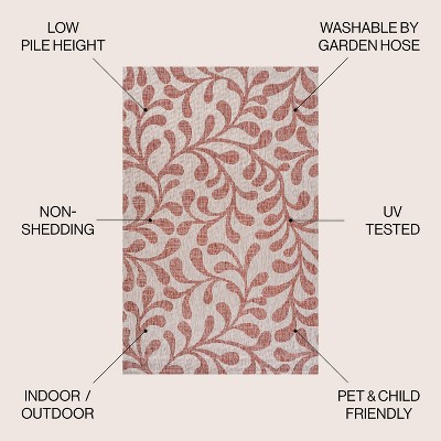 Classic Vine Pattern Red/Beige 5'x8' Synthetic Indoor/Outdoor Rug