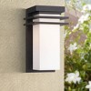 Franklin Iron Works Bernadine 12" High Mission Outdoor Wall Light Fixture Mount Porch House Weatherproof Brown Bronze Finish White Glass Shade - 2 of 4
