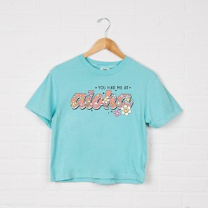 Simply Sage Market Women's You Had Me At Aloha Short Sleeve Relaxed Fit Cropped Tee - 1 of 3