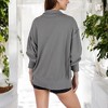 Anna-Kaci Women's Long Sleeve Pullover Hoodie with Button Neck and Raw Hem Detail - 2 of 4