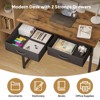 Pinmoco 32 inch Writing Desk with 2 Fabric Drawers& RGB LED Light, Small Computer Desk Vanity Desk with Hanging Hook for Small Spaces - 3 of 4