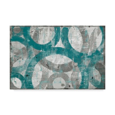 Teal and Gray Abstract Canvas Print with Hidden Frame