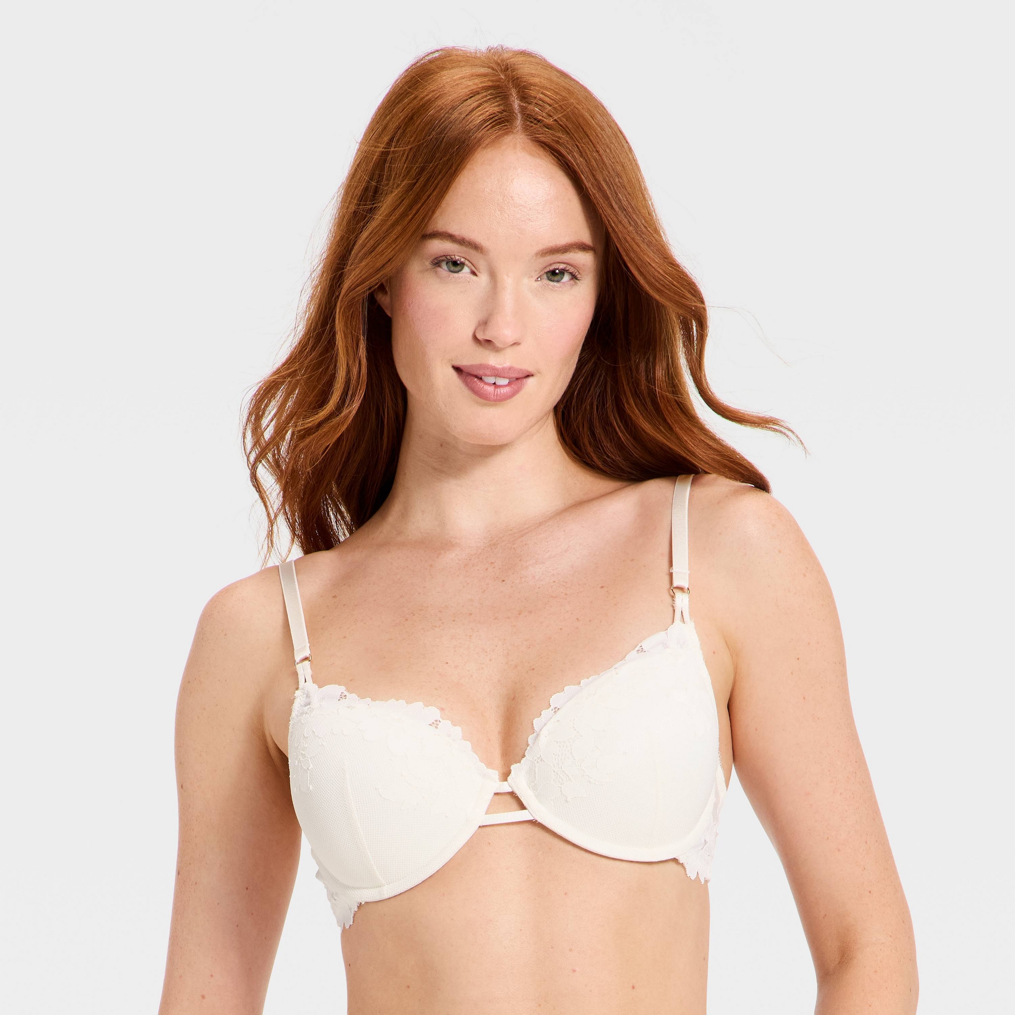 Women's Lace Lightly Lined Demi Bra - Auden™ Gesso White 36B