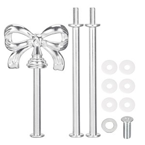 Unique Bargains 3-Tier Cupcake Stand Handles with Screws Bow-Knot Silver 1 Set - 1 of 4