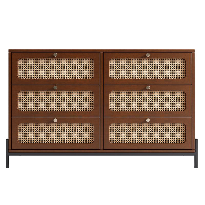 47" Modern Rattan Wood 6-Drawer Dresser, Storage Cabinet Sideboard for Bedroom, Living Room, Entryway, Hallway 4M - ModernLuxe, 5 of 7